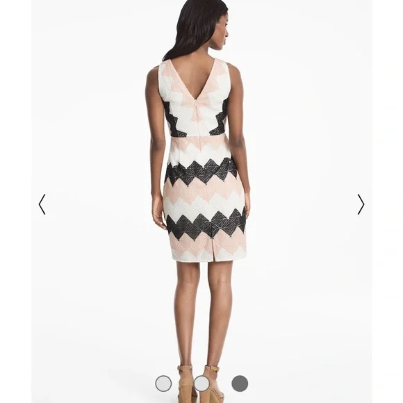 White House Black Market Black, Pink and White Chevron Dress - Picture 3 of 6